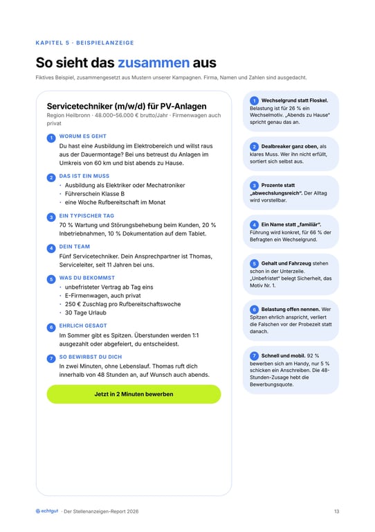 Report Seite 13: Eine komplette Beispielanzeige